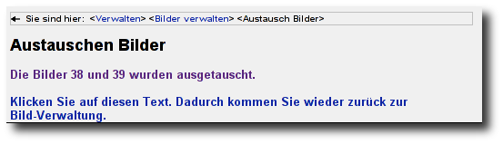 Bestätigung: Bildaustausch erfolgreich Bestätigung: Bildaustausch erfolgreich