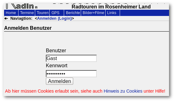 Neue Anmeldeseite