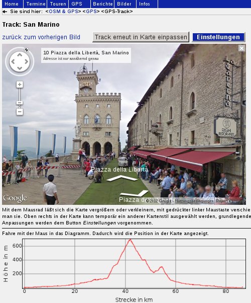 Street View Anzeige eines GPX-Tracks